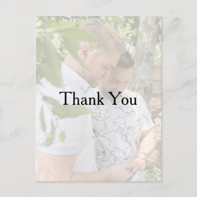 Personalized Photo Gay Wedding Thank You Postcard (Front)