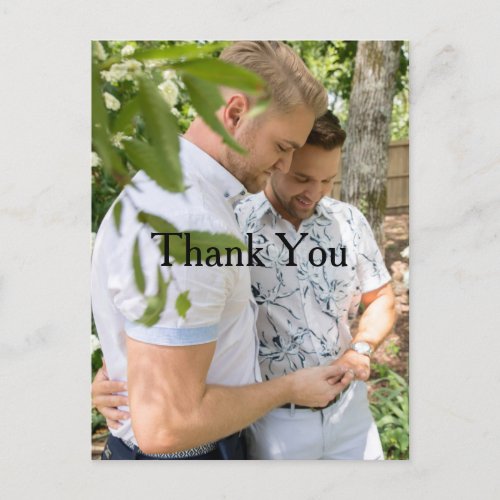 Personalized Photo Gay Wedding Thank You Postcard