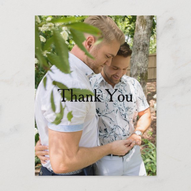 Personalized Photo Gay Wedding Thank You Postcard (Front)