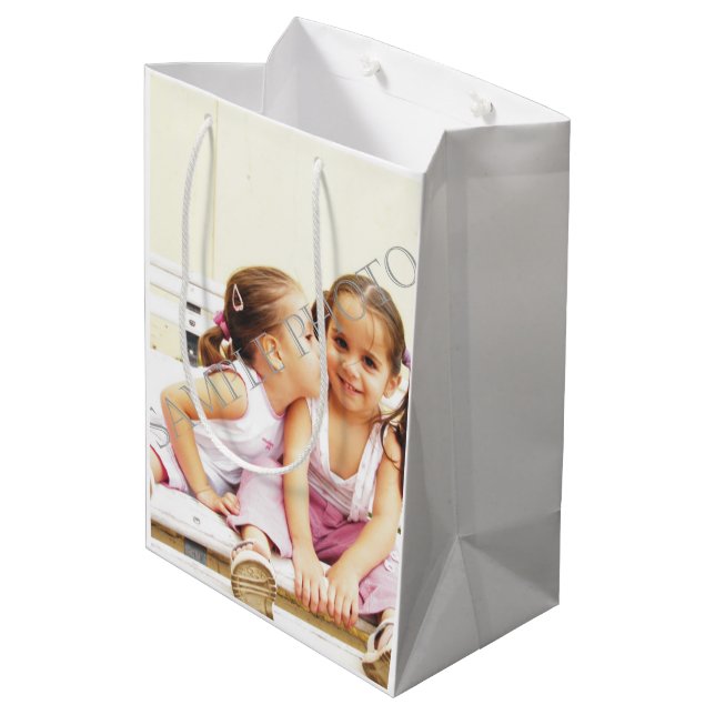 Personalized photo gift bag. Make your own! Medium Gift Bag (Back Angled)
