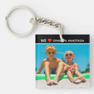 Personalized photo gift for Grandpa from children Keychain