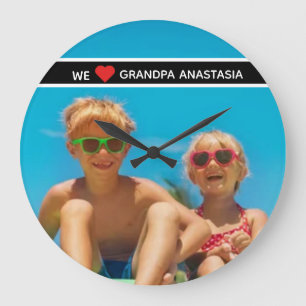 Personalized photo gift for Grandpa  from children Large Clock