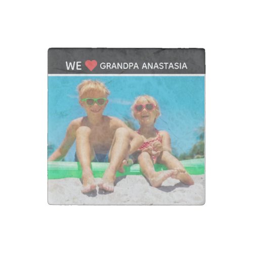 Personalized photo gift for Grandpa from children Stone Magnet