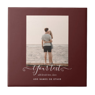 Personalized PHOTO Gifts Burgundy Theme Ceramic Tile