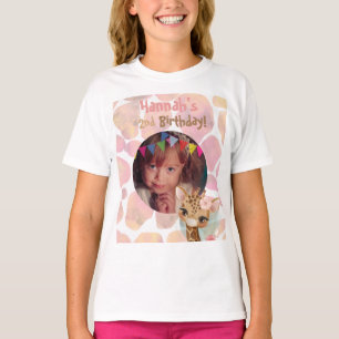 Personalized Photo giraffe Birthday party girls T-Shirt