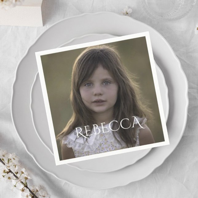 Personalized photo girl birthday party paper  napkins (Creator Uploaded)