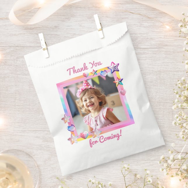 Personalized Photo Girl's Birthday Favor Bag (Clipped)