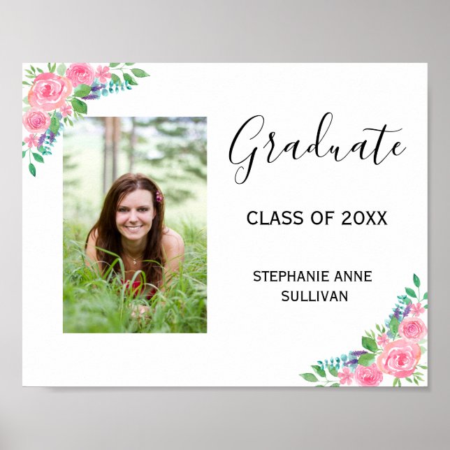 Personalized Photo Girly Graduation Poster (Front)