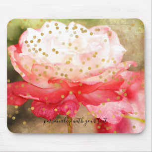 Personalized Photo Gold Confetti Overlay Mouse Pad