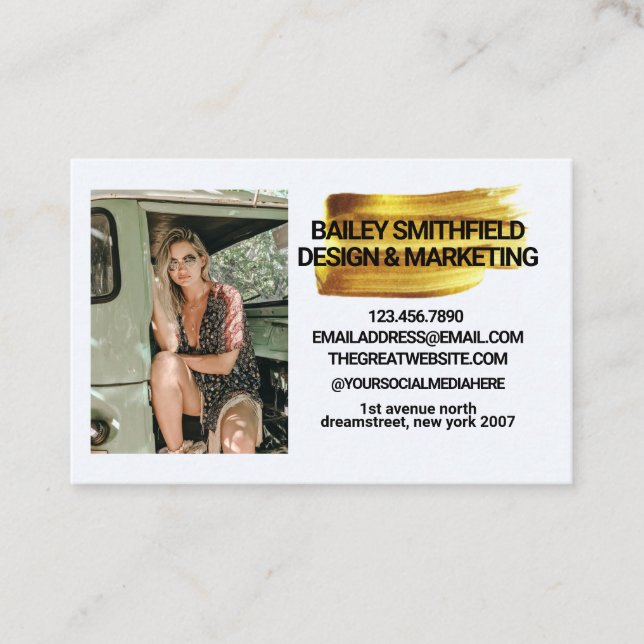 Personalized Photo Gold Painting Business Card (Front)