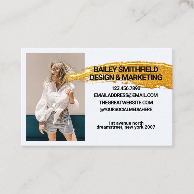 Personalized Photo Gold Painting Business Card (Front)