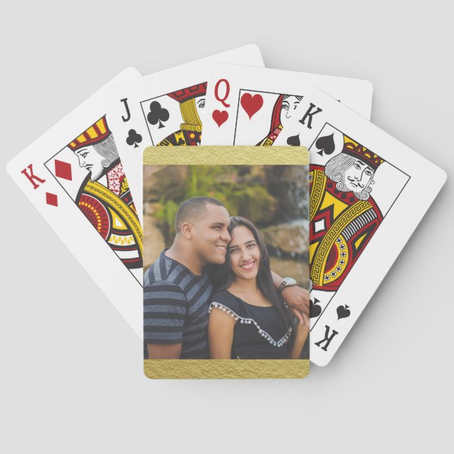Personalized Photo Gold Texture Background Poker Cards (Back)