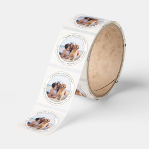 Personalized Photo Gold Wedding Return Address Classic Round Sticker