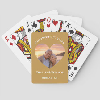 Personalized Photo Golden 50th Anniversary Gift Poker Cards
