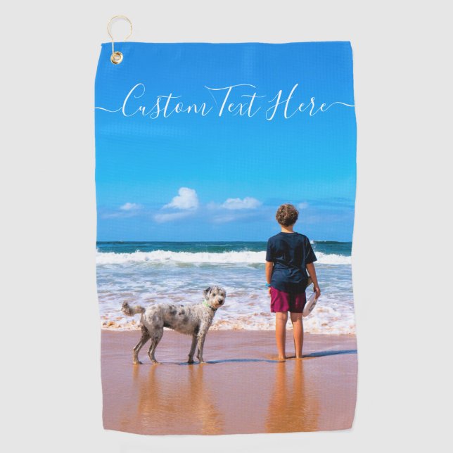 Personalized Photo Golf Towel with Custom Text (Front)