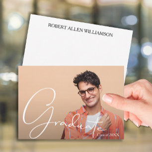 Personalized Photo Graduate Flat Note Card