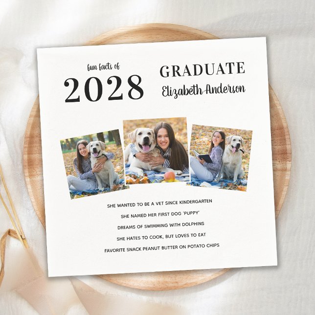 Personalized Photo Graduate Fun Facts Graduation  Napkins (Creator Uploaded)
