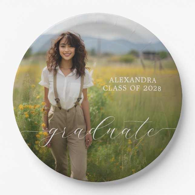 Personalized Photo Graduation   Paper Plates (Front)