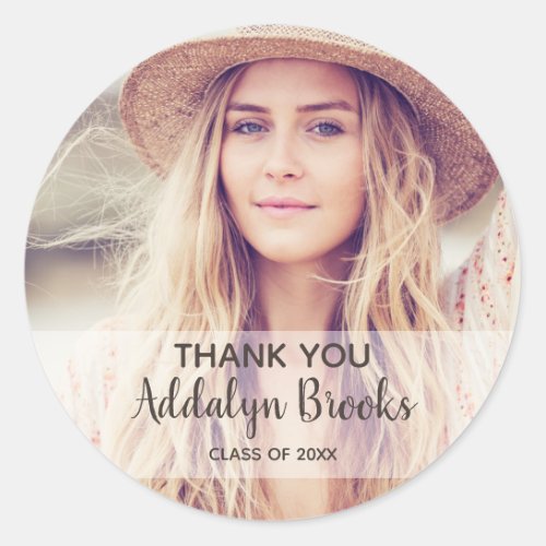 Personalized Photo Graduation Thank You Classic Round Sticker