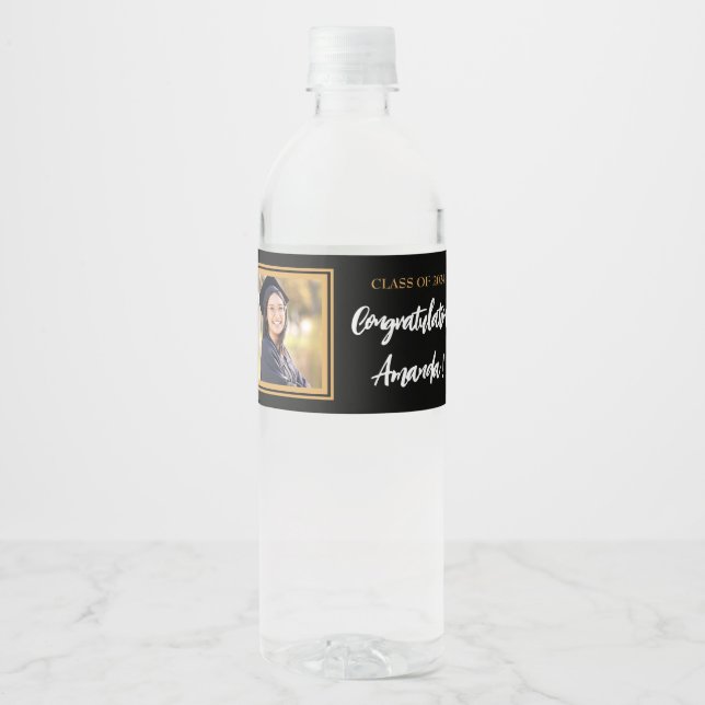 Personalized Photo Graduation Water Bottle Label (Front)