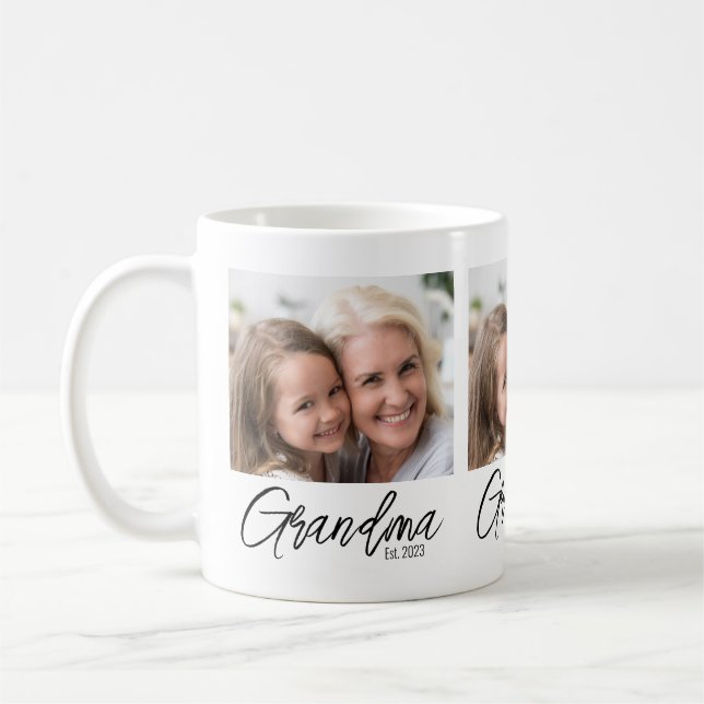 Personalized Photo Grandma Established Year Coffee Mug (Left)