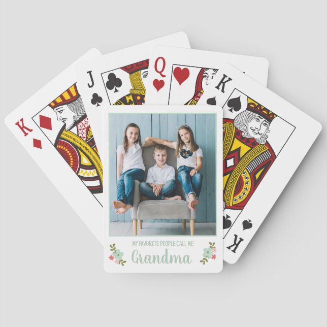 Personalized Photo Grandma Poker Cards (Back)