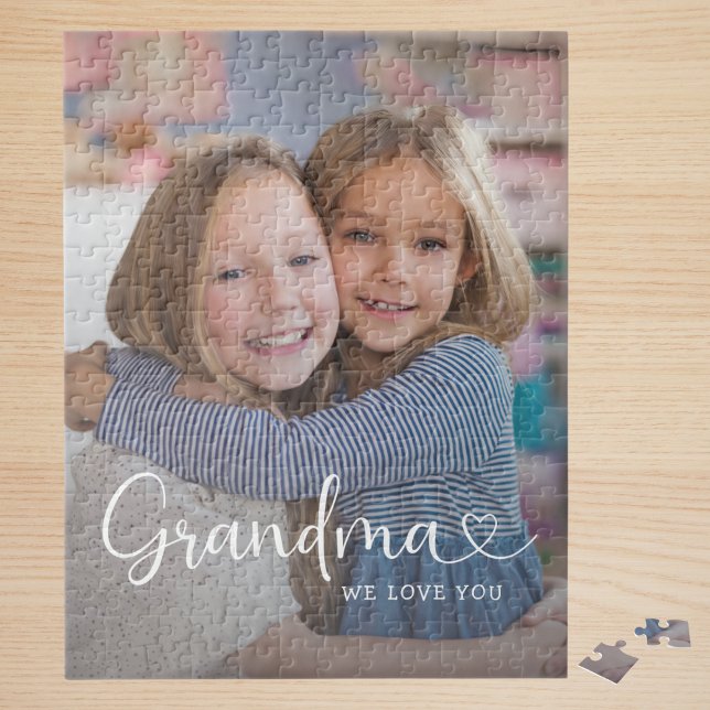 Personalized Photo Grandma We Love You Cute Heart  Jigsaw Puzzle (Creator Uploaded)
