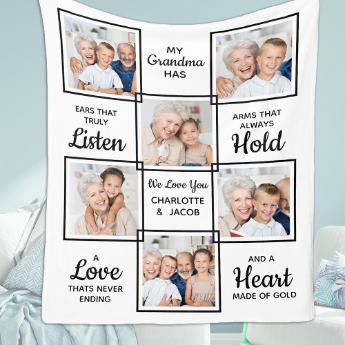 Personalized Photo Grandmother Love You Grandma Fleece Blanket
