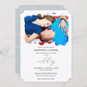 Personalized Photo Gray Typeface Script Wedding Invitation