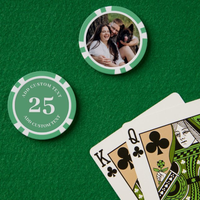 Personalized Photo Green Numbered 25 Value Game Poker Chips (Poker Table (Double))
