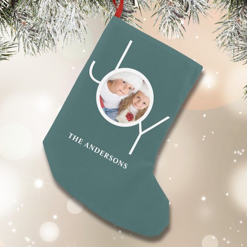 Personalized Photo Green Small Christmas Stocking