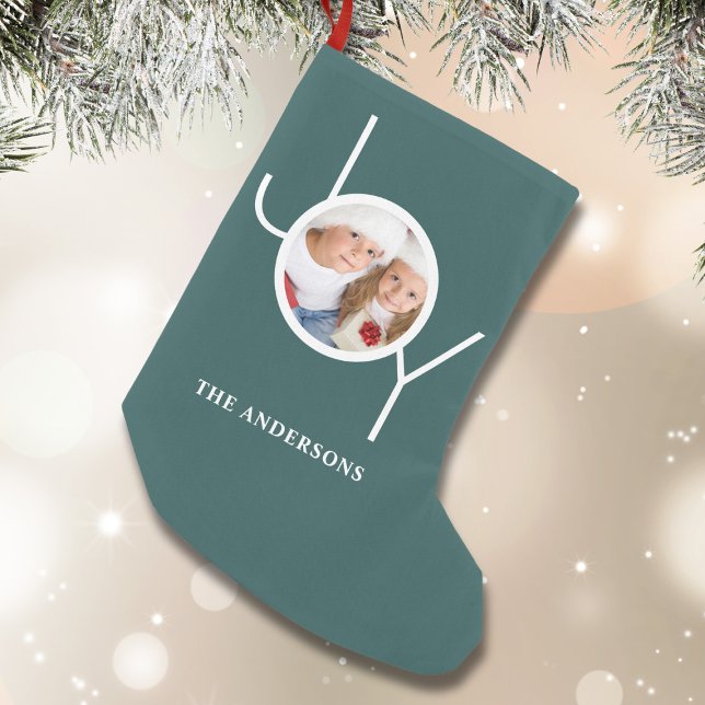 Personalized Photo Green Small Christmas Stocking (Creator Uploaded)