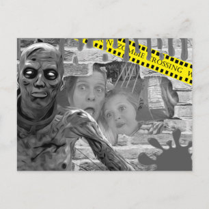 Personalized Photo Halloween Trapped Behind Wall Postcard