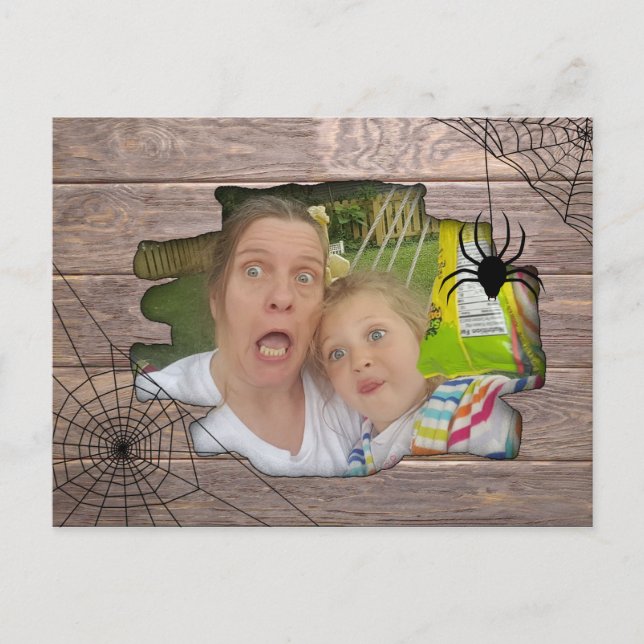 Personalized Photo Halloween Trapped Behind Wall Postcard (Front)