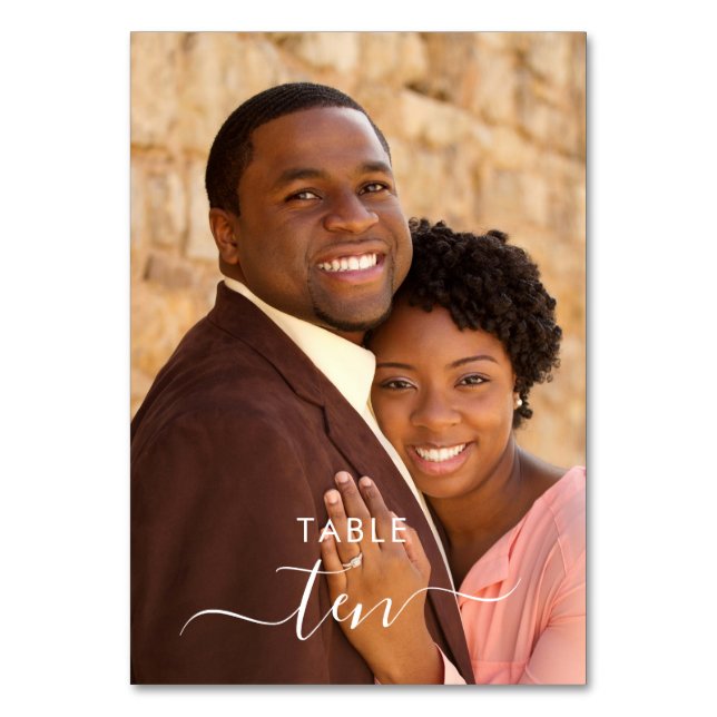 Personalized Photo Hand Lettered Wedding Table Number (Front)