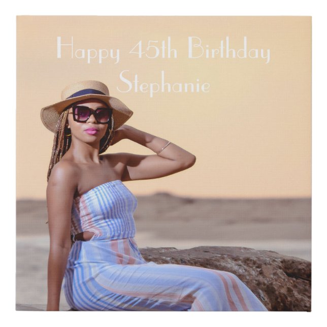 Personalized Photo Happy Birthday  Faux Canvas Print (Front)