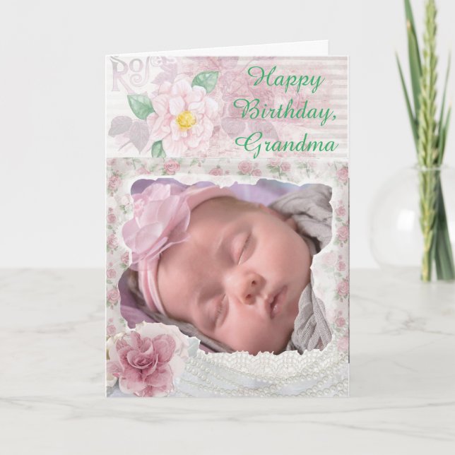 Personalized Photo Happy Birthday Grandma Card (Front)