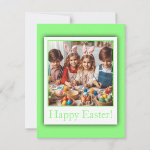 Personalized Photo Happy Easter Green Elegant Holiday Card