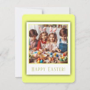 Personalized Photo Happy Easter Yellow Elegant Holiday Card