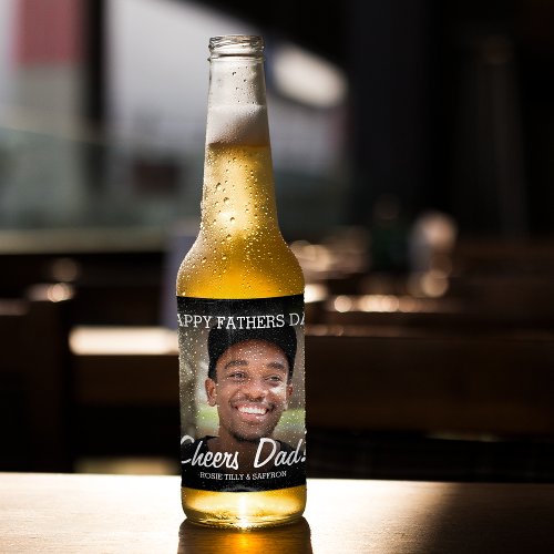 Personalized Photo Happy Fathers Day Beer Bottle Label