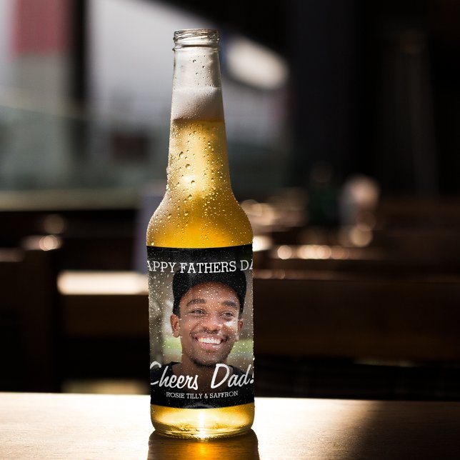 Personalized Photo Happy Fathers Day Beer Bottle Label (Creator Uploaded)