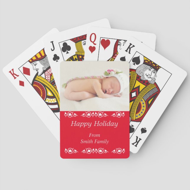 Personalized Photo Happy Holidays Poker Cards (Back)