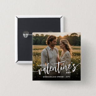 Personalized Photo Happy Valentine's Day Elegant Button