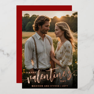 Personalized Photo Happy Valentine's Day Elegant Foil Holiday Card