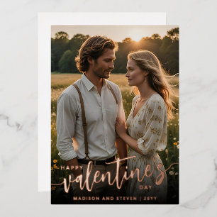 Personalized Photo Happy Valentine's Day Elegant Foil Holiday Card