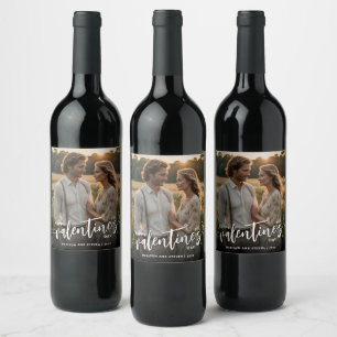 Personalized Photo Happy Valentine's Day Elegant Wine Label
