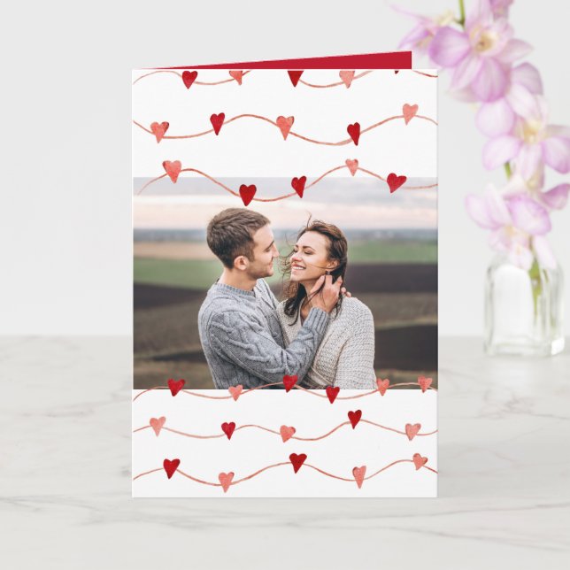 Personalized Photo Happy Valentine's Day Heart Card (Orchid)