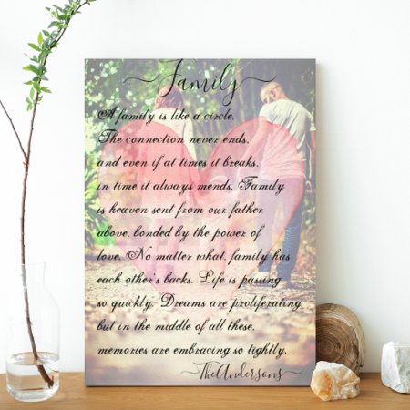 Personalized Photo Heart And Poem Canvas Print