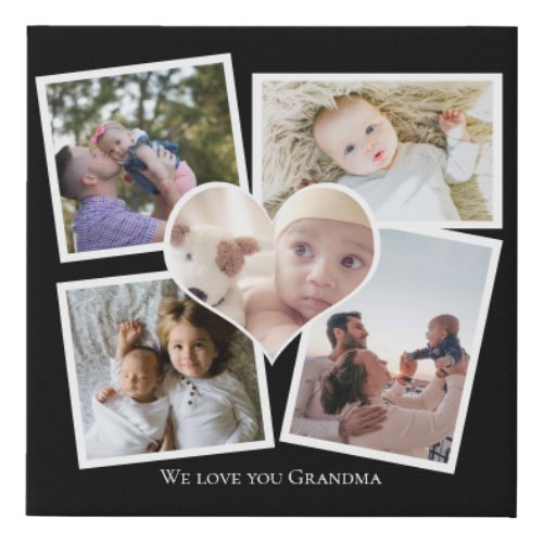 Personalized Photo Heart and Text  Faux Canvas Print