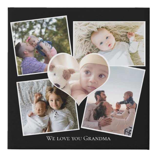 Personalized Photo Heart and Text  Faux Canvas Print (Front)